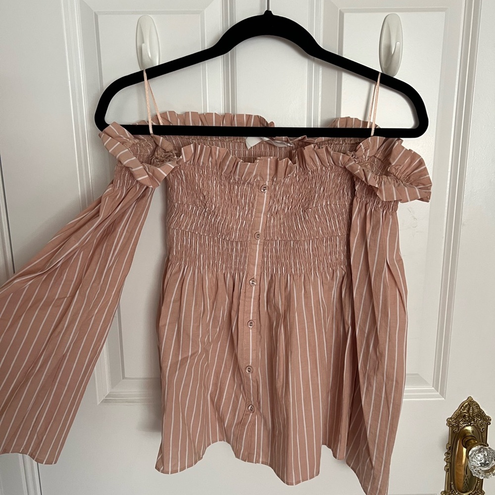 Off the shoulder pink striped tank top
